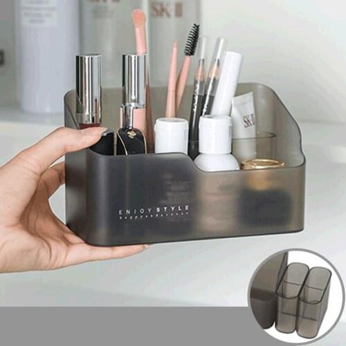 Mirror Cabinet Makeup Organizer Desktop Cosmetics Storage Box Lipstick Eyebrow Pencil Finishing Container Office Plastic Case