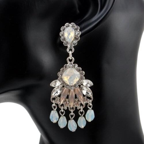 Glass Crystal Resin Bead Pendant Flower Drop Dangle Earrings for Women Florate Brand Metal Teardrop New Party Statement Earrings