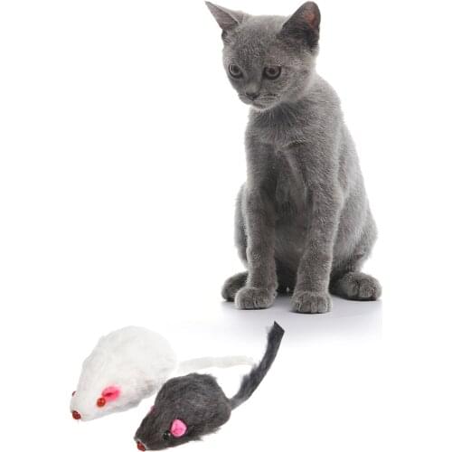 12pcs/set Funny Pet Cat Toys Squeak Fluff Design Mouse Real Fur Mice Animal Interactive Playing Toys For Pet Cats Kitten Teaser
