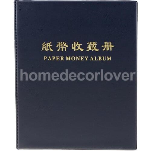 20 Page Paper Money Currency Banknote Collection Album Book Dark Blue #B