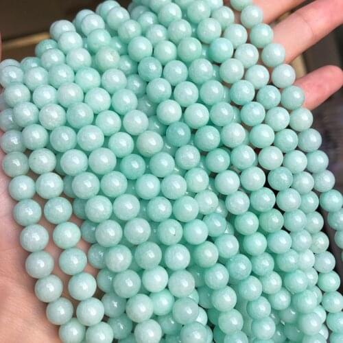 4 6 8 10 12 mm Smooth Blue Amazonite matte beads natural stones Round loose beads for jewelry making bracelet necklace diy