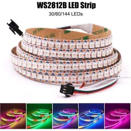 5V WS2812B LED Strip 30/60/144 Leds/m Smart Addressable Pixel Light 5050 RGB Full Color Flexible Tape Waterproof LED Ribbon