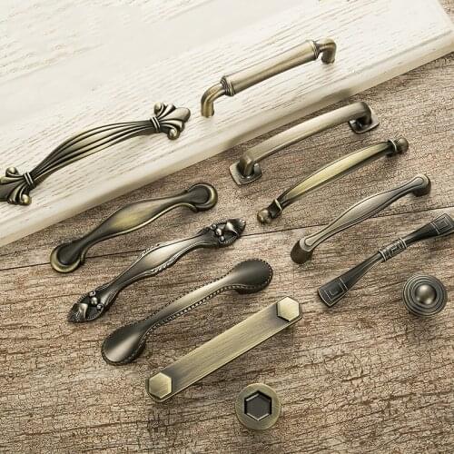 Antique Door Handles and Knobs Metal Drawer Pulls for Cabinet Cupboard Vintage Kitchen Furniture Hardware
