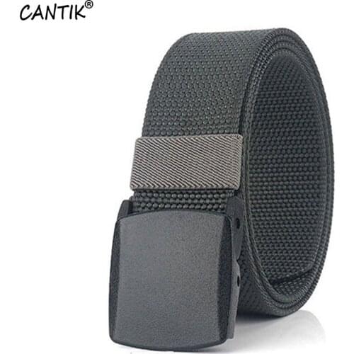 CANTIK Design Casual Nylon Belt Quality Hard Plastic Automatic Buckle Belts for Men Clothing Jean Accessories 3.8cm Wide CBCA173