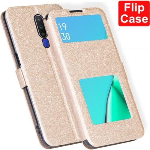 Open window cases For OPPO A11 A11X Case A11 X back Cover PU Leather Flip Cover For OPPO A 11 shell OPPOA11X A 11 X phone coque