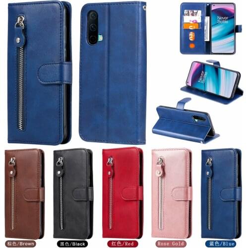 Zipper Case For OnePlus Nord CE 5G 2021 Luxury Wallet Flip PU Leather Retro Full Cover For OnePlus Nord N200 2 Nord2 5G Cases