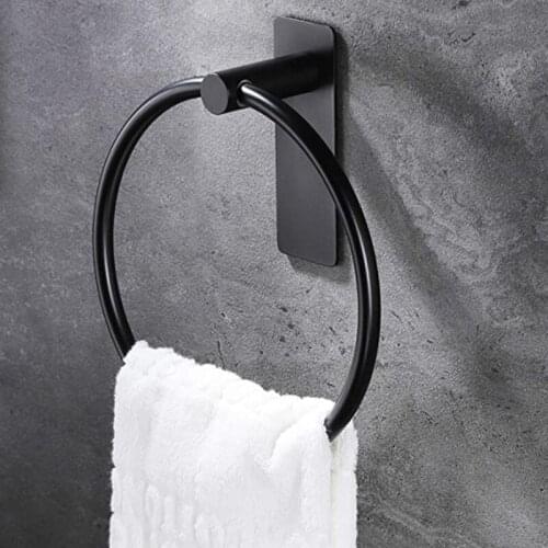 Bathroom Towel Holder Bathroom Towel Holder Wall-Mounted Round Towel Rings Stainless Steel Towel Rack Bathroom Accessories