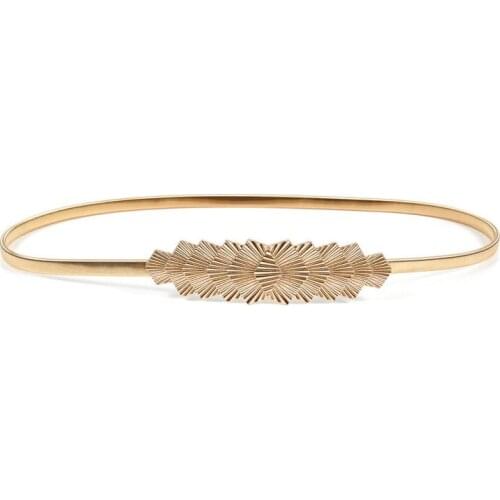 Design gold silver metal ladies chain belts elastic belts for woman dress 2021 Fashion tie Waist Strap Elastic Waistband BL404