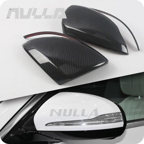 Carbon Look Rear View Rearview Mirror Cover Trim For Mercedes Benz LHD W205 W213 E C Class 2016-2018 Chrome Decoration Frame