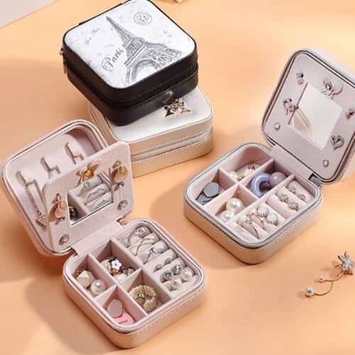 Jewelry Box Double layer Travel Jewelry Casket Organizer Makeup Lipstick Storage Box Beauty Container Necklace Birthday Gift