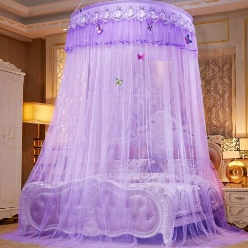 Circular Single-door Mosquito Net Polyester Mesh Double bed curtain Sleeping Curtain bed curtain Canopy Net Home Q