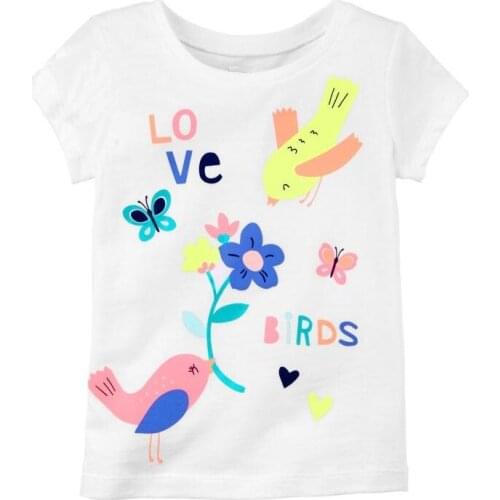 Floral Cute Baby Girl Tees Shirts Summer Newborn Tops 100% Cotton Babies Girls Clothes Dress Infant Blouse Birds Kids Outfits