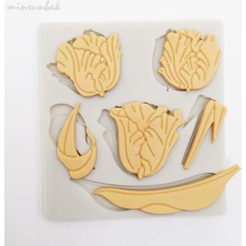 Minsunbak Flower Silicone Mold Tulip Shape Wedding Cake Decorating Tool DIY Kitchen Accessories