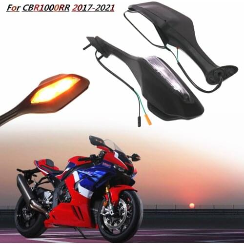 Motorcycle Rear View Mirrors w/ LED Turn Signals For Honda CBR1000RR 2017-2021 2018 2019 2020