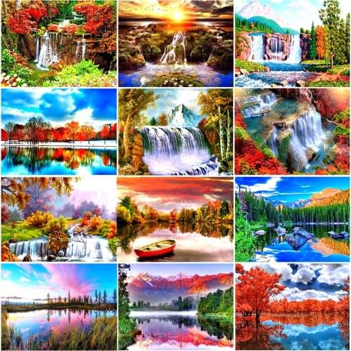 5D Diy Diamant Schilderij Vol Plein Waterval Landschap Kit Diamant Borduurwerk Schilderij Mozaïek Art Foto Strass Woondecoratie