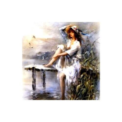 Oneroom Dmc Cross stitch series Home decoration 14/16/18/28 Diy Needlework kits embroidery Cross stitch kit Girl with hat