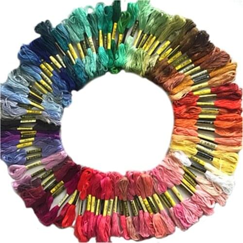 100 skeins coloured embroidery thread cotton cross needle craft sewing floss kit