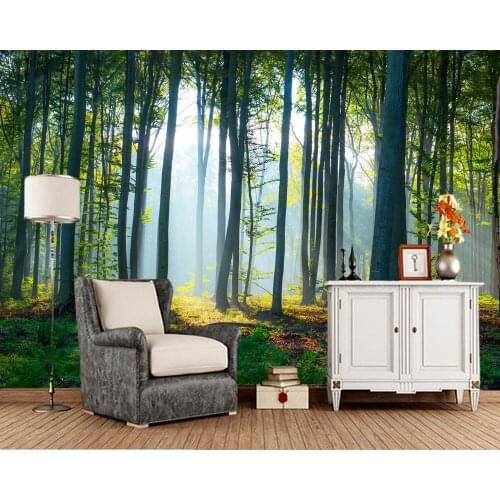 Papel de parede morning with sunlight in the forest 3d wallpaper mural,living room sofa TV wall bedroom wall paper home decor