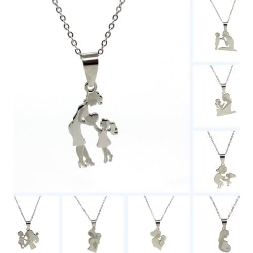 Stainless Steel Pendant Necklace Mom Charm Necklace Daughter Wife Maternal Family Mother Days Love Gift Choker