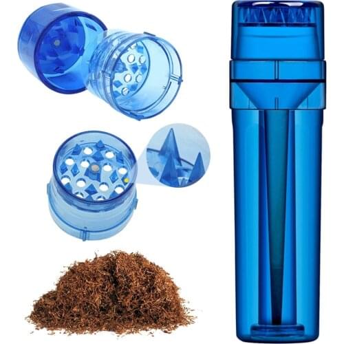 2021 New 4 Layer Plastic Tobacco Grinder with Cone Holder Rolling Paper Integrated Cigarette Filling Making Machine Smoking Tool