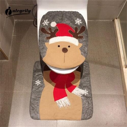 New Kinds of Christmas decoration toilet cover toilet creative decoration two sets of Cute Christmas decorations