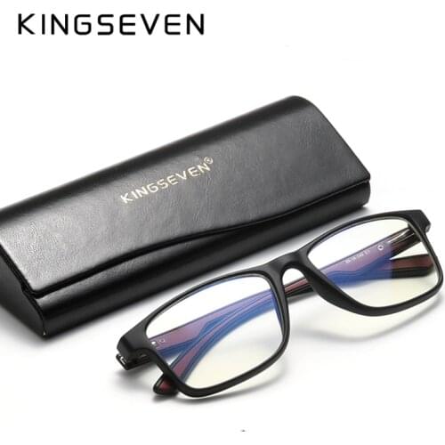 KINGSEVEN 2021 TR90 New design Blue Light Blocking Glasses Men Square Myopia Optical Prescription Optical Eyewear Male