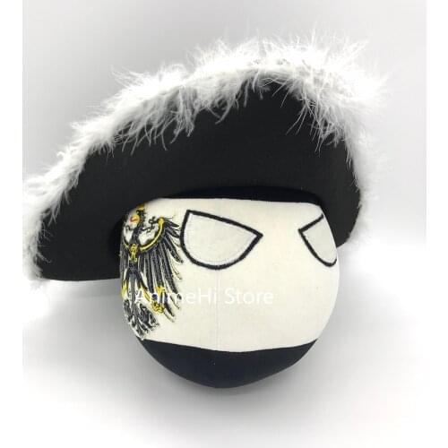 Prussia Ball and Tricorne Pickelhaube The Prussian army helmet Doll countryballs plushies Cosplay Polandball Plush Toy for Gift