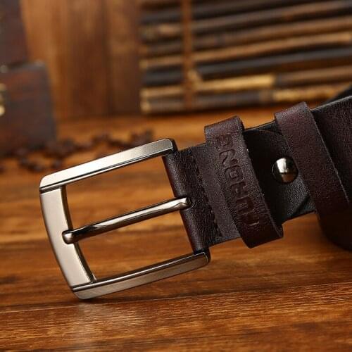 FURONG Cow Leather Male Belts Quality Pin Buckle with Case Designer Belts for Male Black Color Wide Real Male Cowhide Belt