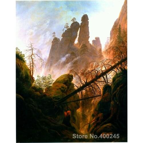 Romanticism Paintings Lanscape Rocky Ravine Caspar David Friedrich High quality Handpainted