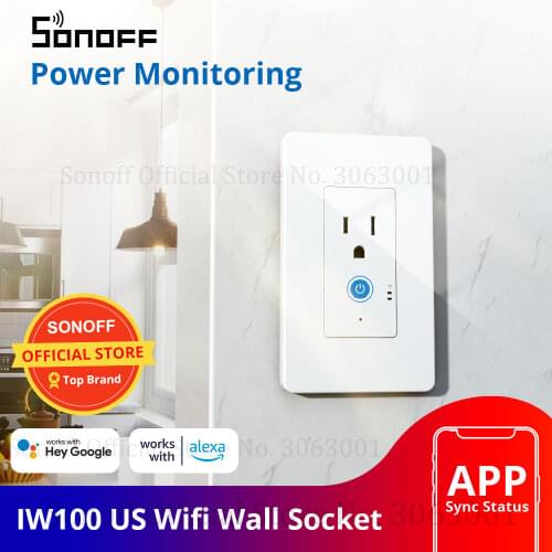 SONOFF IW100 US Wifi Wall Socket Plug 15A 1800W Smart Power Monitoring Wall Switch APP Voice LAN Remote Control Works With Alexa