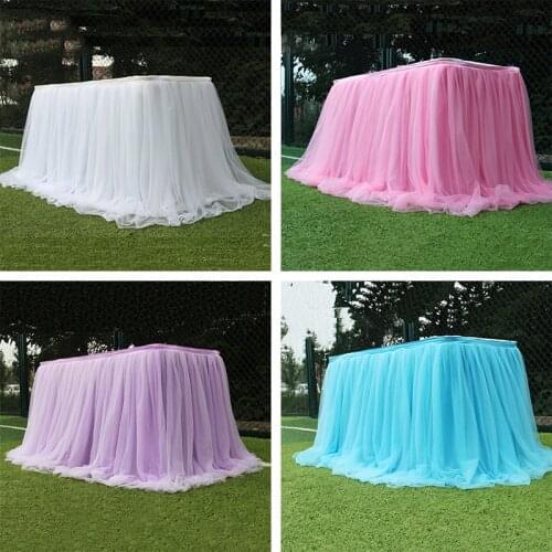 Table Skirts Tablecloth Wedding Props Party Tulle Wedding Festive Party Decor Table Cloth jupe de table mariage mesa dulce decor
