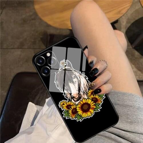 Cute Horse Phone Case Glass Phone Case For iphone 12 11 Pro Max XS XR X 8 7 Plus SE2 Case