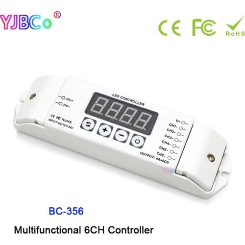 BC-356 full color LED Strip Lights controller DC12V 24V 4A*6CH PWM digital tube displays lamp tape module dimmer