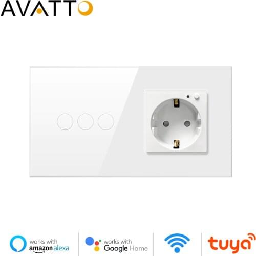 AVATTO 16A Smart Wall Outlet Combo, Tuya WiFi Light Switch,Smart Life APP Remore Control WiFi Socket Work with Alexa,Google Home