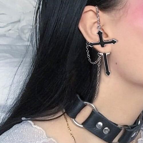 GorGor Stud Earrings Women Originality Statement Minimalist Cross Zipper Chain Individuality Party Trendy Jewelry EZ-803