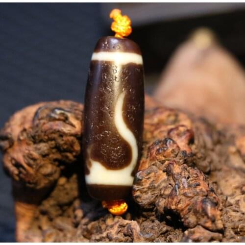 Magic Power LKbrother Energy Tibetan Old Agate Money Hook Vein dZi Bead Amulet Totem Fit For Making Bracelet UPS1229