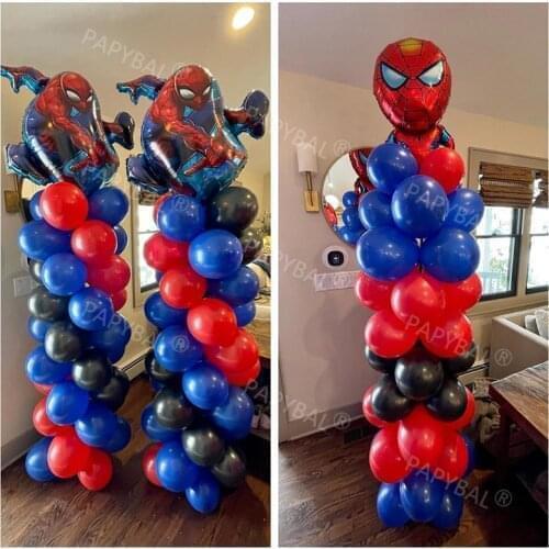 1set Spiderman Foil Balloons 10inch Red Blue Latex Pearl Balloons Arch Garland Kit Kids Birthday Party Decor Baby Shower Globos