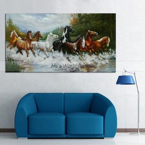High quality Large 100% Hand Painted eight horses pentium Oil Painting On Canvas Abstract Wall Art Picture for living room decor