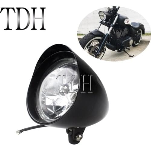 Billet Bullet Headlight H4 12V 60/55W Visor Head Lamp Universal Bottom Mount Running Light For Harley Cafe Racer Chopper Bobber