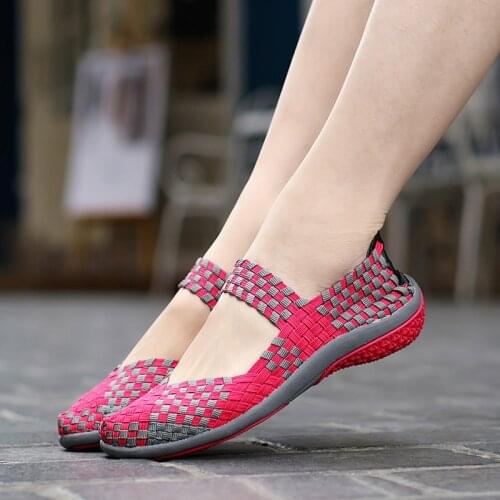 Women Woven Shoes 2020 Summer Breathable Handmade Shoes Fashion Comfortable Women Flats Casual Sneakers Sandals Big Size 35-42