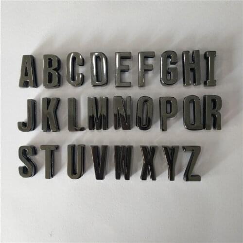 1pc18mm Black Color Polished Slide Letters English Alphabet A - Z Fit DIY Wristband & Bracelet & Pet Collar Jewelry Making
