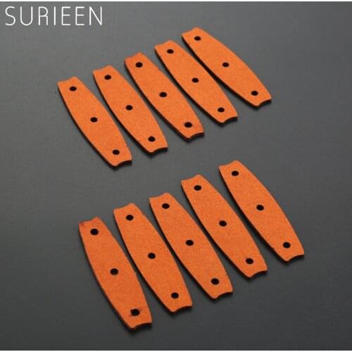 10pcs Brown Slingshot Pouches Pouch Microfiber Leather+Multi Hole Outdoor Hunting Catapult Rubber Band Accessories 60mm*16mm*8mm