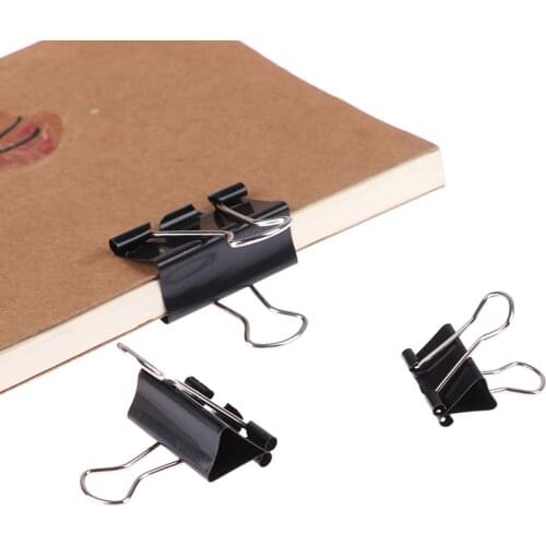 10pcs/lot Black Metal Binder Clips 19mm/ 25mm/ 32mm Notes Letter Paper Clip Office Supplies Binding Securing Clips