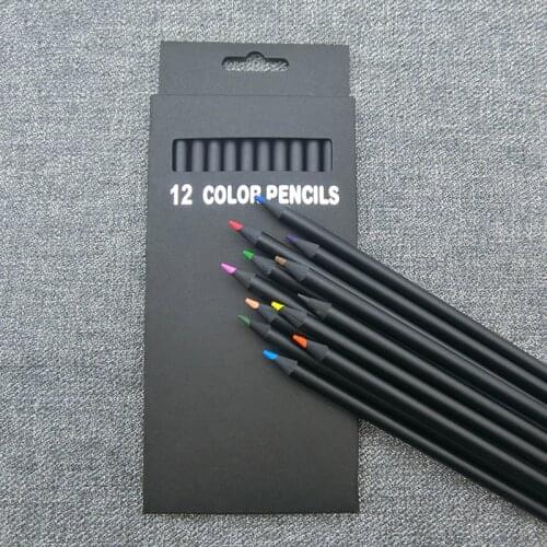 12 Colors Oily Pencils Professional Colored Pencil Set Black Wooden Pencil for Art School Student Stationery Sketch Supplies