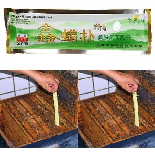 20Pcs/Bag Beekeeping Fluvalinate Mite Killer Tool Set Control Varroa Strip Pack Pest W1J5