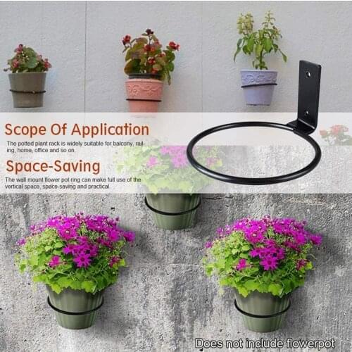 3 Pack Flower Pot Holder Ring Wall Mounted Iron Planter Hook Flower Pot Ring Wall Bracket Hanging Railing Planter 4Inch