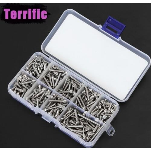 430pcs Stainless Steel Screw Nut Set Hex Socket Cap/Button/Flat Head Screws for 1/10 RC Crawler Axial SCX10 III 1.9UTB Capra