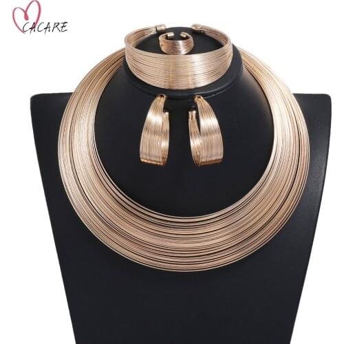 5pcs Vintage Women Gold Jewelry Set Dubai Gold Plated Fashionable Jewelry Sets for Women F1200 CACARE