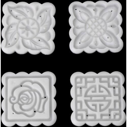 5Pcs Stamps 50g Square Flower Moon Cake Mold Mould Pastry Mooncake Hand DIY Tool