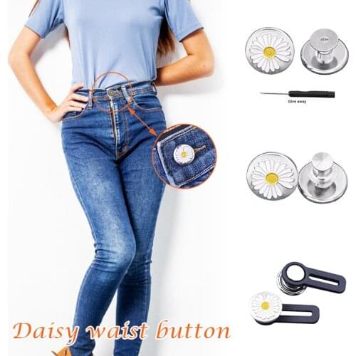 5pcs Universal Adjustable Button Small Daisys Pattern Waist Button For Tightening Or Widening Waist Jeans Accessory -MX8
